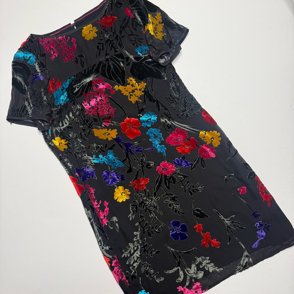 ANTHROPOLOGIE Maeve Alisa Floral Burnout Velvet Tee Dress - Picture 3 of 5